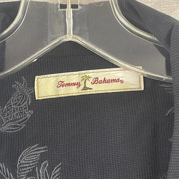 Tommy Bahama Mens XL Black 100% Silk Short Sleeve Camp Shirt T31166 Textured - Picture 5 of 9